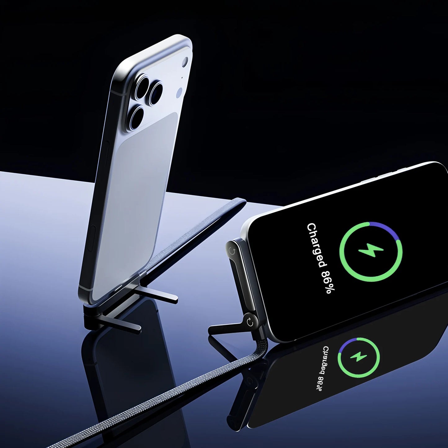 Câble Type-C 2-en-1 avec support pour téléphone portable