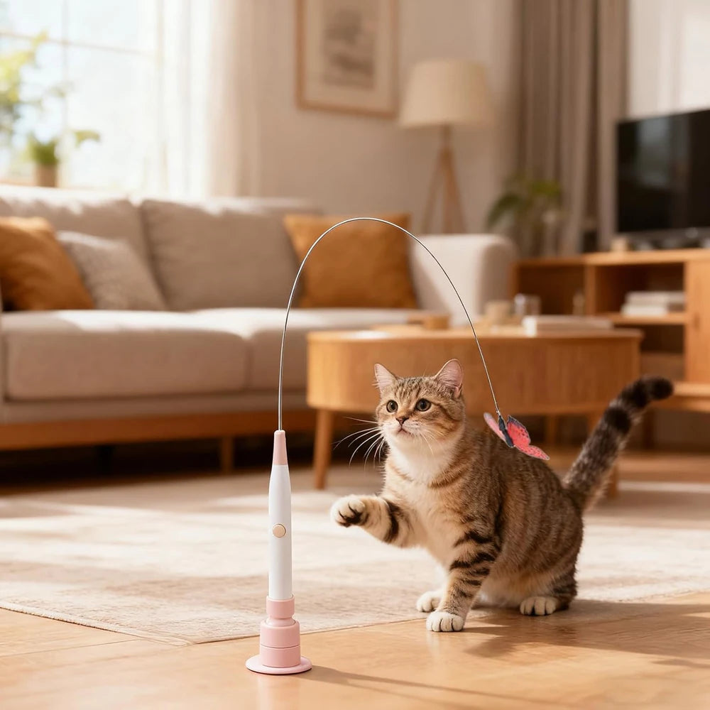 jouets électriques pour chat à ventouse papillon